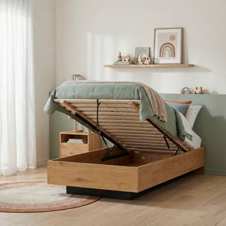 N&ouml;a & Nani Koping 3ft Single Gas Lift Ottoman Bed with Storage in Natural Pine in Brown