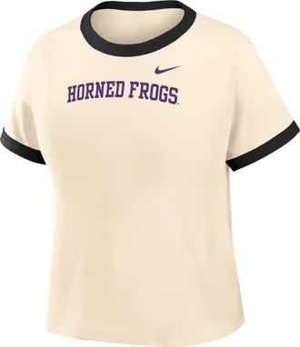 Nike Womens College (TCU Ringer T-Shirt in Brown | IV9403-120