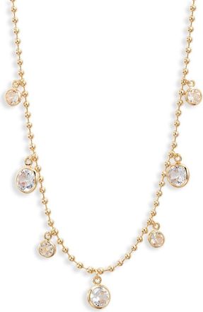 Nordstrom Scattered Bezel Cubic Zirconia Necklace in Clear- Gold at Nordstrom