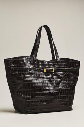 Anine Bing Elly Leather Embossed Large Tote Bag
