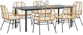 vidaXL Juego De Comedor De Jard&iacute;n 7 Pzas Con Cojines Rat&aacute;n Pe Marr&oacute;n Vidaxl