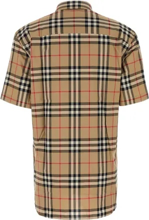 Burberry Mens Vintage Check Poplin Shirt Beige Cotton