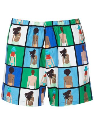 Amir Slama graphic-print elasticated-waistband shorts - White