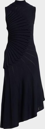 Alaia Mock-Neck Sculpting Wool Dress