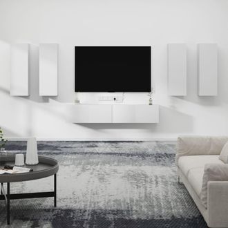 vidaXL Vidaxl - Set De Muebles Para Tv 6 Piezas Madera Contrachapada Blanco