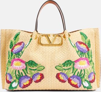 Valentino Garavani Borsa VLogo Medium in rafia
