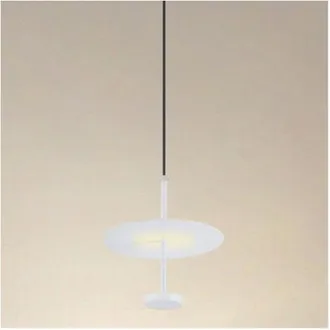 Trade Shop Trade Shop Traesio - Trade Shop - Lampadario a Sospensione Luce 4000k Led 12w Disco Paralume Piatto Bianco Rotondo 33092