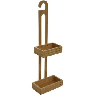 Hhg Mensola con 2 cestelli portaoggetti da appendere sapone bagno doccia HHG-864 legno bamb&ugrave; 69x22x13cm