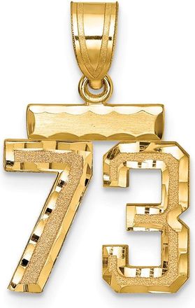 Diamond2Deal 14k Yellow Gold Small Brushed Diamond-cut Number Charm Pendant