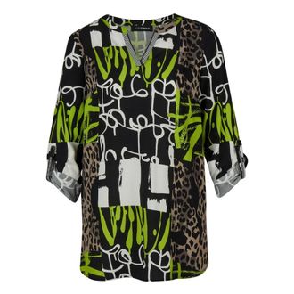 Doris Streich Leo Print A-Line Blouse - Dames - Blouses - Veelkleurig - 7XL - Overhemden