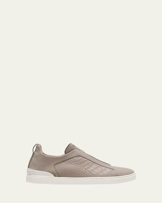 Ermenegildo Zegna Mens Triple Stitch Alligator Low-Top Sneakers