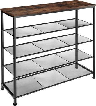 TecTake Zapatero estilo industrial y 4 estantes 100x30,5x93 cm madera oscura