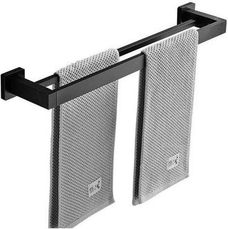 OEM Toallero Doble De Pared, 2 Barras, Toallero De Ba&ntilde;o, 40cm, Acero Inoxidable Acabado Negro Mate
