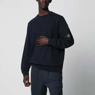 Stone Island Navy blue cotton crewneck sweatshirt