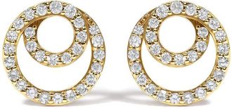 House of Brilliance 14K Yellow Gold 3/8 Cttw Diamond Double Circle Stud Earrings