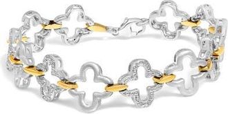 House of Brilliance Silver 1/10 Cttw Natural Round Diamond Fashion Tennis Bracelet in Yellow at Nordstrom