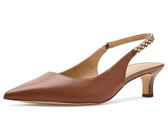 Michael Kors Marcia Kitten Sling Pumps Womens Shoes Luggage : 7.5 M, Leather