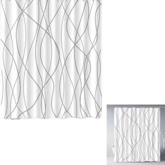 OEM Cortina De Ducha De Poli&eacute;ster A Rayas Para El Ba&ntilde;o, Cortinas De 180 X 180 Cm, Dobladillo Con Peso, Impermeable, Cortina De Ba&ntilde;o, Gris Y Blanco
