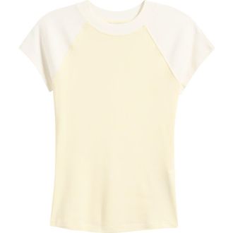 Topshop Short Raglan Sleeve Cotton T-Shirt in Yellow at Nordstrom, Size X-Small