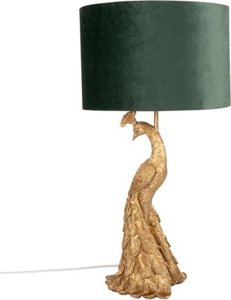 Maisons du monde L&aacute;mpara de pavo en dorado con pantalla de terciopelo en verde