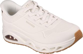 Skechers Womens Uno Step Glide On Air Sneaker, White Durabuck/Rose Gold Trim, 3.5 UK