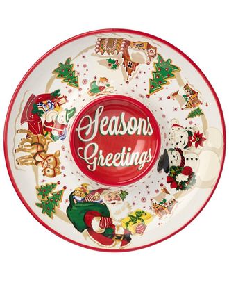 Certified International Santas Retro Christmas Chip & Dip