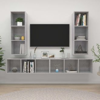 Berkfield Home Wall-mounted TV Cabinets 4 pcs Concrete Grey Engineered Wood
