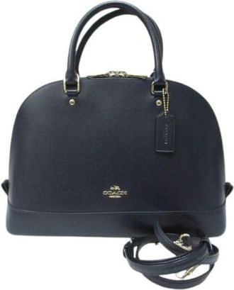 Coach Navy Leather Handbag Shoulder Bag Tote Bag (Pre-Owned)