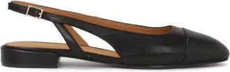 Kazar Zwarte platte pumps met uitgesneden bovendeel - Dames - Ballerinas - Zwart - 41 EU - Leer - Schoenen