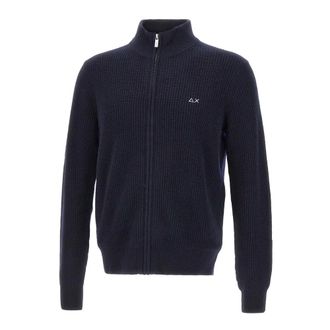 Sun 68 Cardigans, male, Blue, XL, Track Zip Jumper