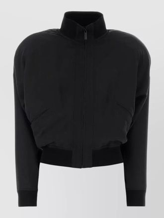 Gucci silk bomber jacket high collar ribbed finish