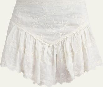 Isabel Marant Zoelia Embroidered Ruffle Mini Skirt