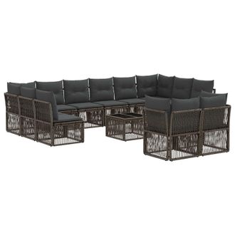 vidaXL Conjunto De Sof&aacute;s De Jard&iacute;n 13 Pcs Gris Rat&aacute;n Sint&eacute;tico Vidaxl