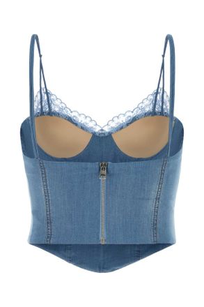 Ermanno Scervino Womens Denim Bodice Blu Exterior: Cotton Maglie