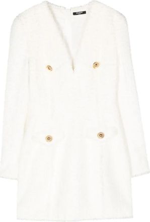 Balmain 4 Knoopjes Korte Jurk - Dames - Korte kleedjes - Wit - L - Katoen - Kleedjes