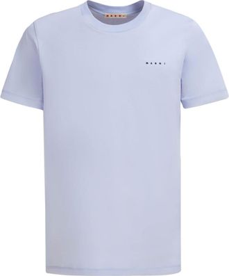 Marni logo-embroidered cotton T-shirt - men - Cotton - 52 - Blue