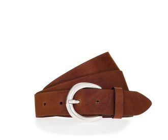 Mustang Lederg&uuml;rtel MUSTANG, Damen, Gr. 100, braun (cognac), Rindsleder, unifarben, G&uuml;rtel Lederg&uuml;rtel, Schliesse in poliertem Silber, 3,5 cm breit