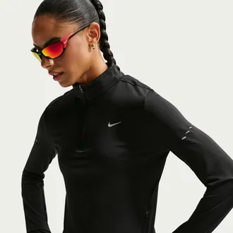 Nike Womens Swift Dri-FIT UV 1/4-Zip Running Top in Black | HQ0499-010