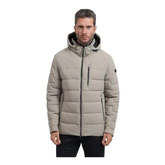 Bugatti Gewatteerde jas met capuchon - Heren - Jassen - Grijs - Maat: 3XL Poliester