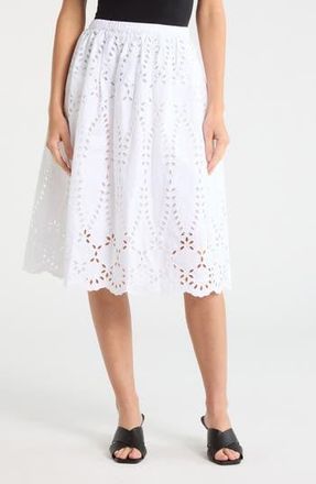 Frank & Eileen Gracie Cotton Eyelet Midi Skirt in White Eyelet at Nordstrom Rack, Size X-Small