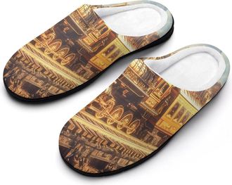 Generic Steampunk Train Cotton Slippers for Women Indoor Outdoor Slipper Slip-On Memory Foam Home Shoes