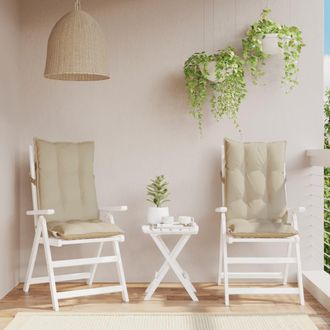 vidaXL Cojines De Silla Con Respaldo Alto 2 Uds Tela Oxford Beige Vidaxl