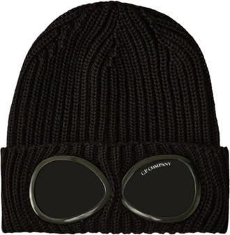 C.P. Company Extrafine Merino Wool Beanie - Heren - Hoeden - Zwart - ONE Size - Wol - Accessoires