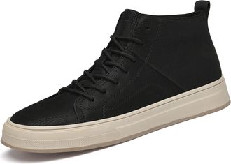 Generic Mens Casual Shoes Fashion Leather Mid Top Slip On Comfortable Sneakers Light Soft Walking Shoes for Men (Black,5.5)