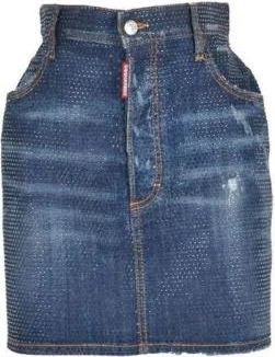 Dsquared2 Klassieke Denim Rok met Hoge Taille - Dames - Spijkerrokken - Blauw - XS - Denim - Rokken