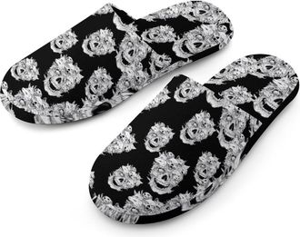 Generic Animal Head Skull Mens Cotton Slippers Memory Foam Comfort House Shoes Winter Indoor Slipper for Hotel Casa Spa