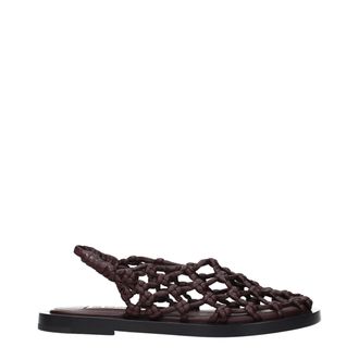 Jil Sander Brown Leather Flat Womens Sandals