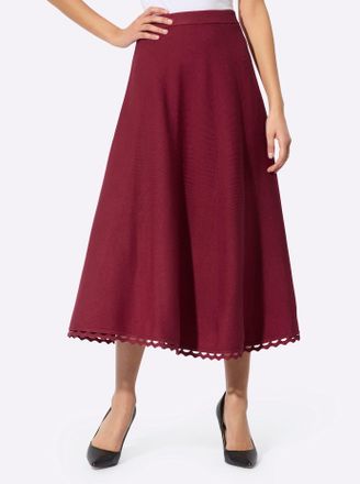 Cr&eacute;ation L Strickrock CREATION L, Damen, Gr. 18, rot (dunkelrot), 42% Viskose, 30% Lyocell, 28% Polyester, unifarben, wadenlang, R&ouml;cke Strickrock