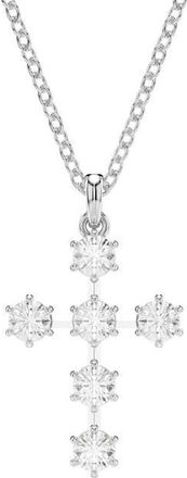 Swarovski Insigne Cross Pendant Necklace in White/Silver at Nordstrom