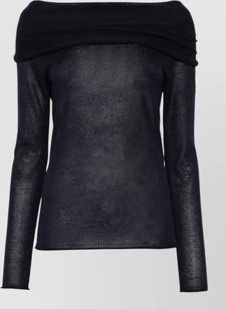 Roberto Collina off shoulder silk blend sheer sweater